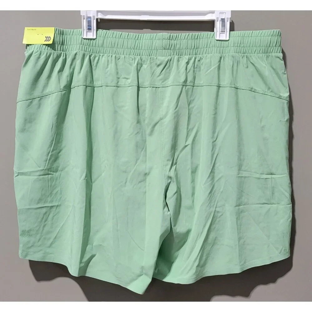 All in Motion Light Green & Gray Trim Hybrid Athletic Shorts 7" Inseam -- XXL - Picture 3 of 7
